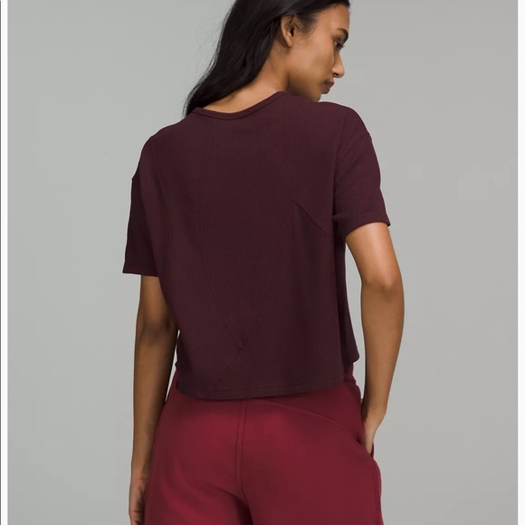 BNWT! Lululemon size 4 Ribbed Cotton Modal shirt in color CASSIS - Picture 8 of 9